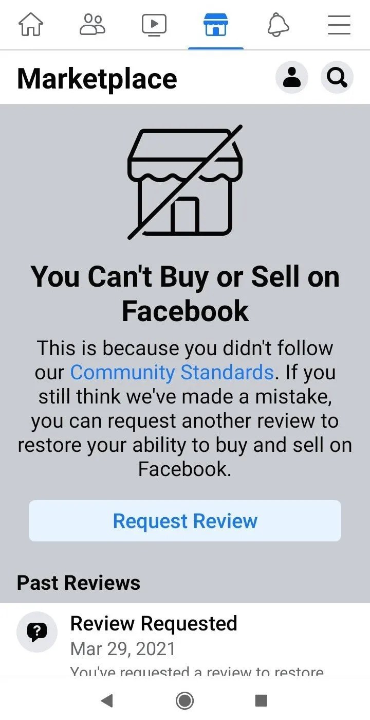 Proibição do Facebook Marketplace