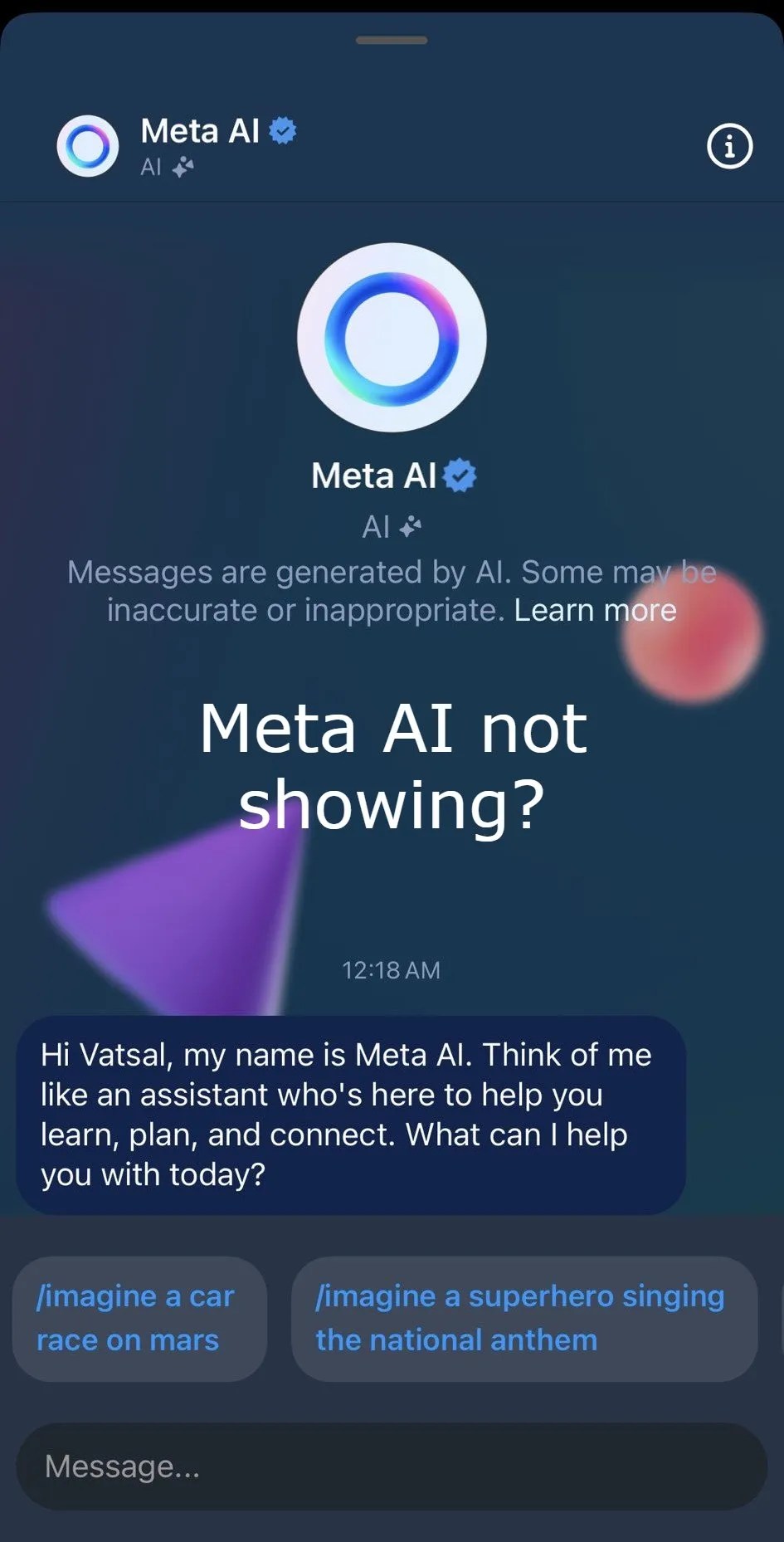 Meta AI não funciona
